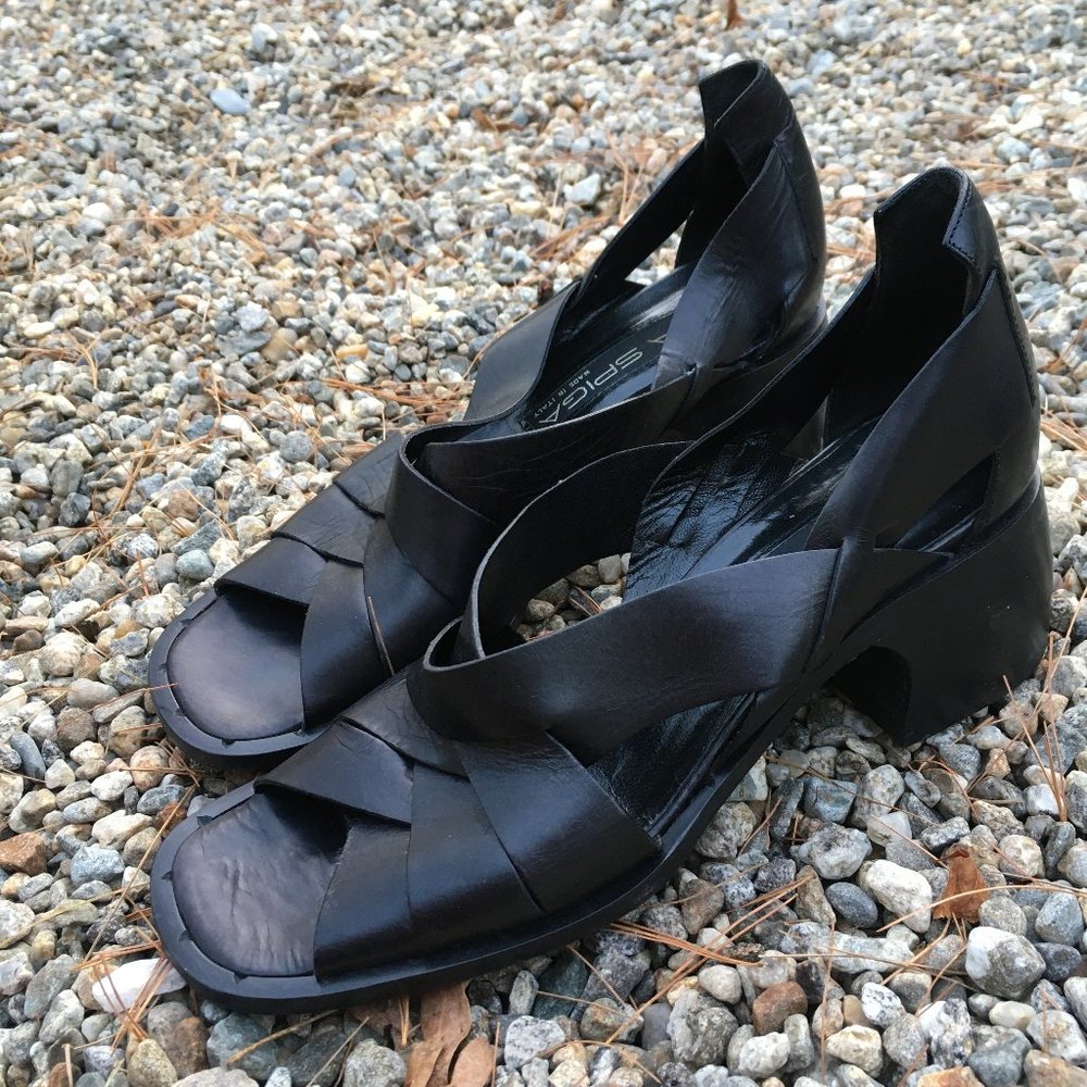 Via Spiga Leather Woven Heels